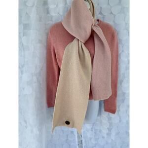 Vintage 100% Wool Pink Timberland knit scarf reversible peach leather logo y2k